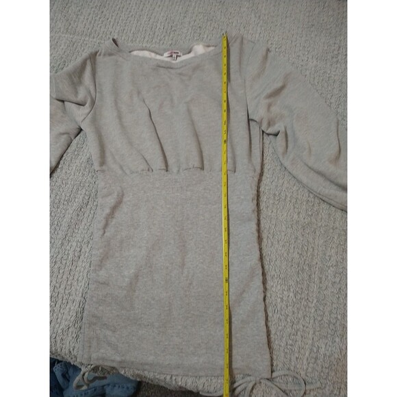 Fashion Nova Ruched Side Mini Dress Large Gray Boho Cozy Logan Look Y2k - Picture 2 of 7